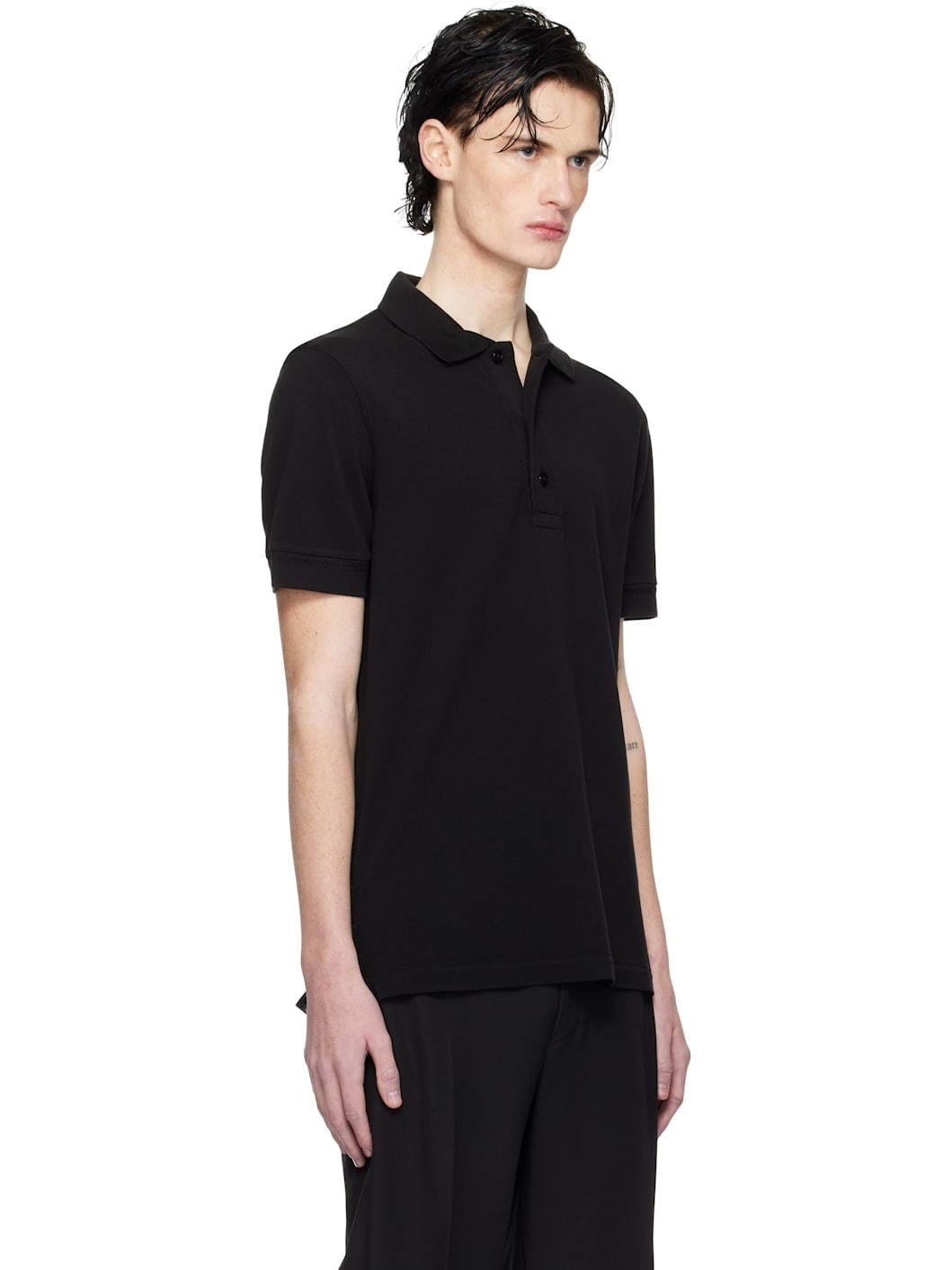Black Three-Button Polo - 2