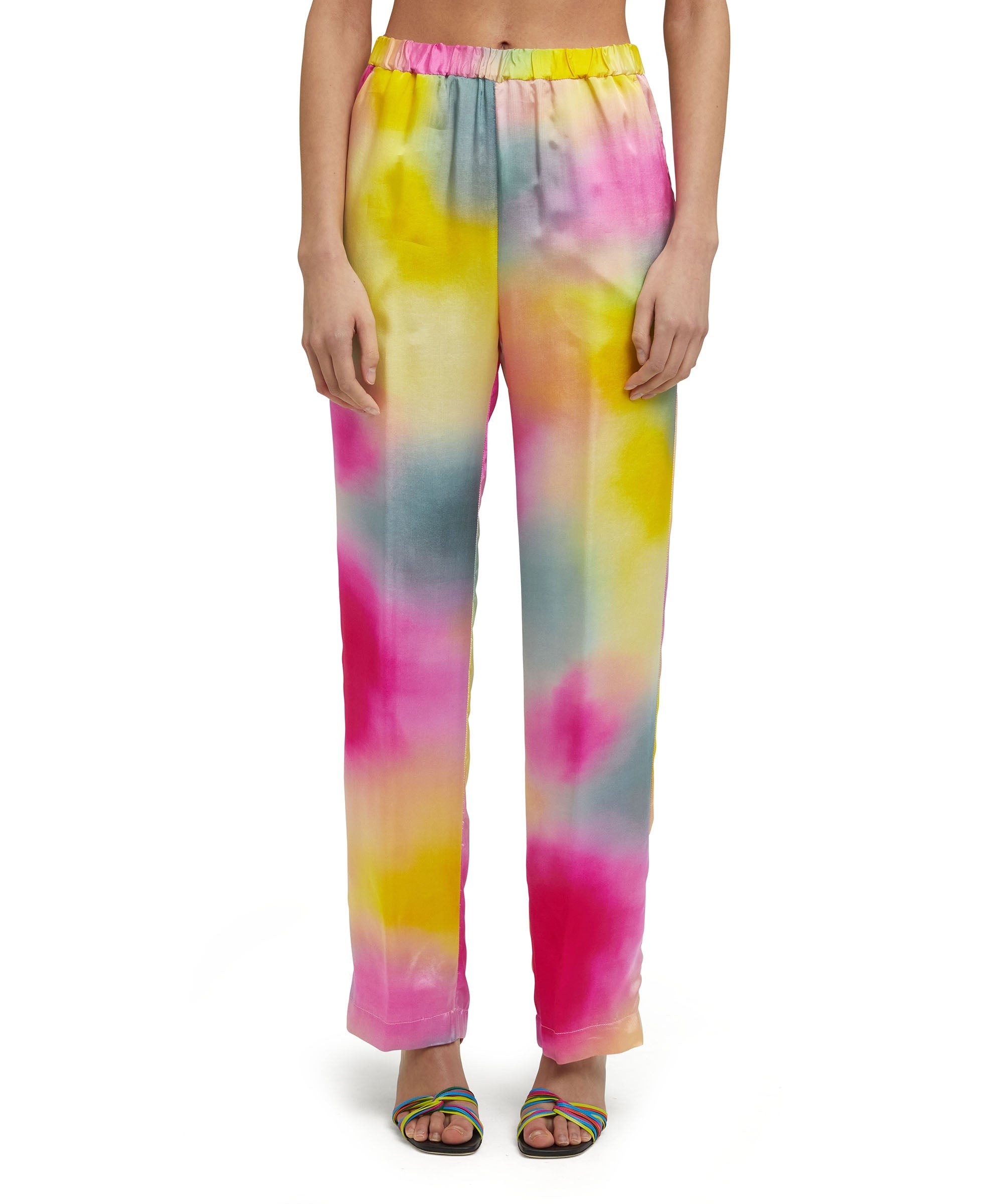 Viscose twill flowing tie dye pants with straight legs - 2