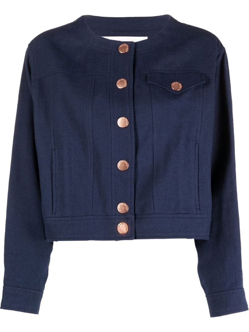 logo-button cropped jacket - 1