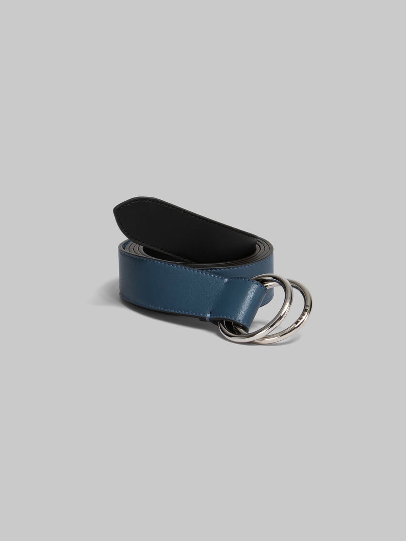 BLACK AND BLUE LEATHER BELT WITH RING BUCKLE - 2