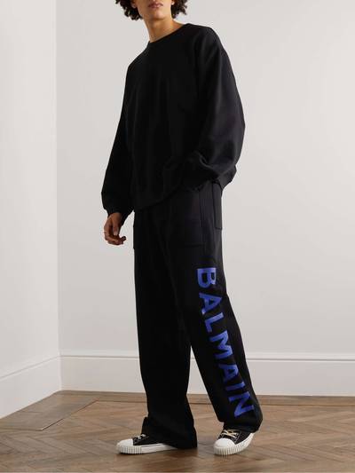 Balmain Straight-Leg Logo-Print Cotton-Jersey Sweatpants outlook