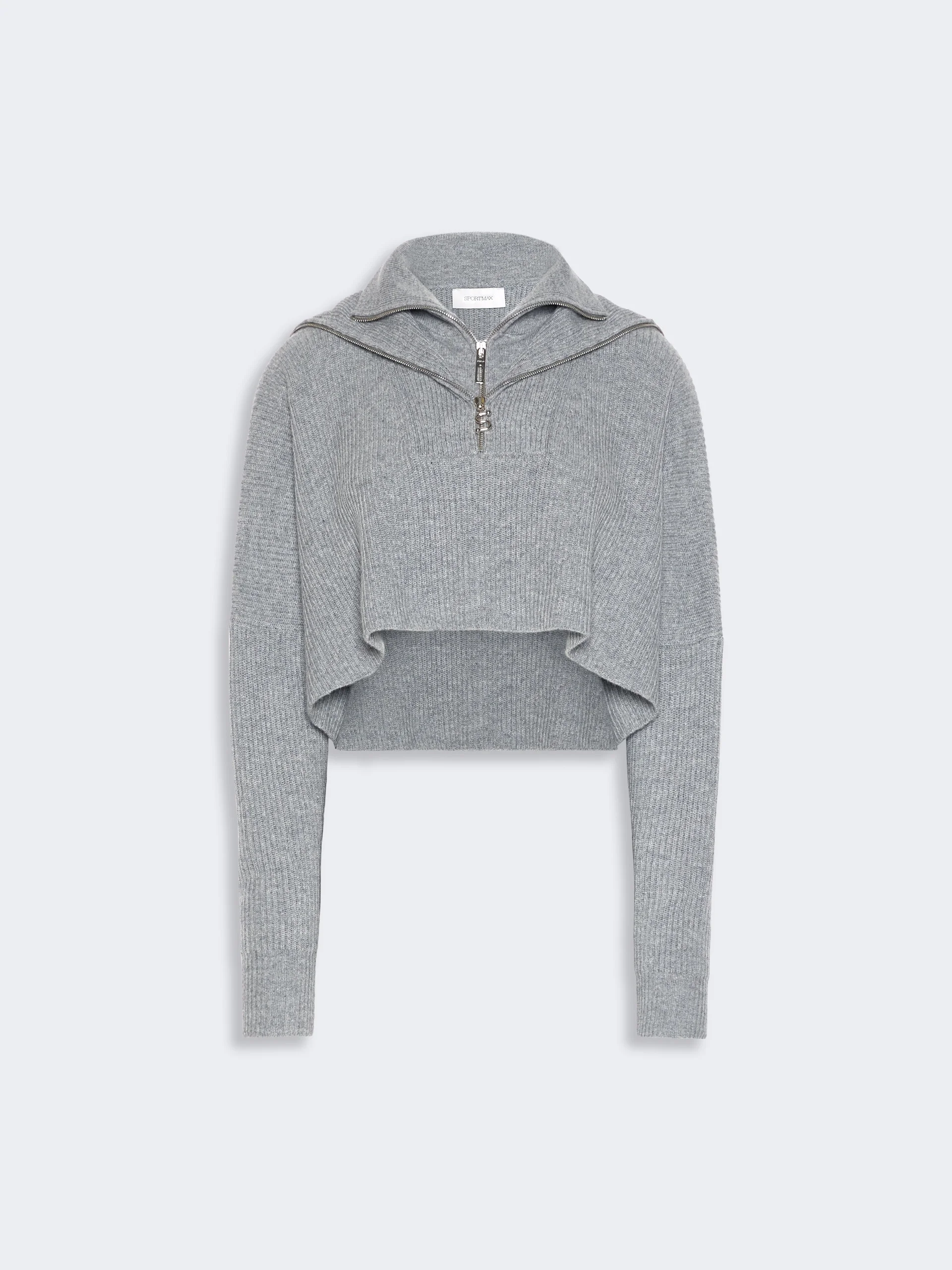 RIVE Oversized wool and cashmere cropped sweater - MEDIUM GREY - 1