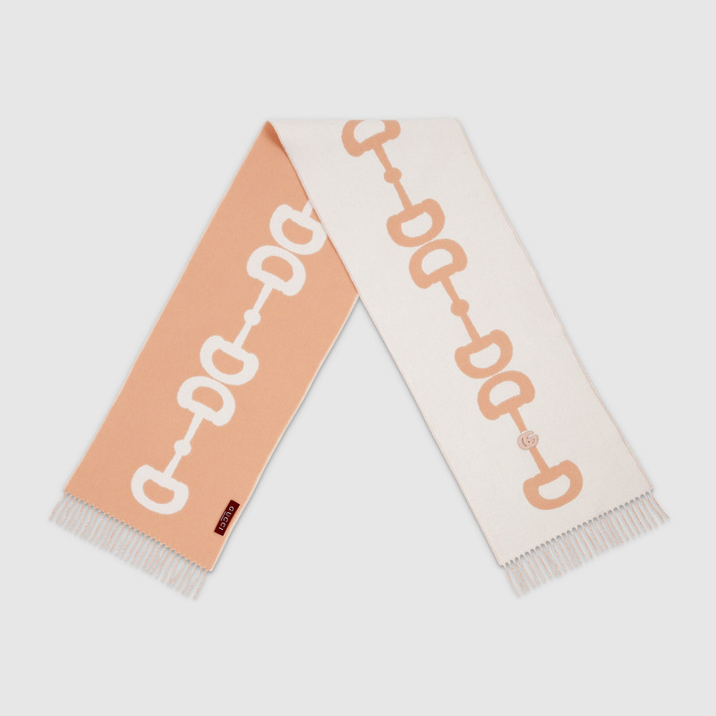 GUCCI Wool cashmere scarf with intarsia outlook