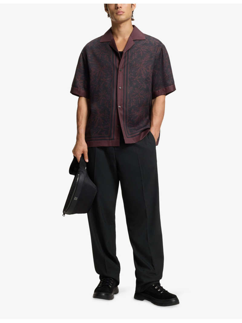 HUGO Straight-Leg Mid-Rise Stretch-Twill Trousers outlook