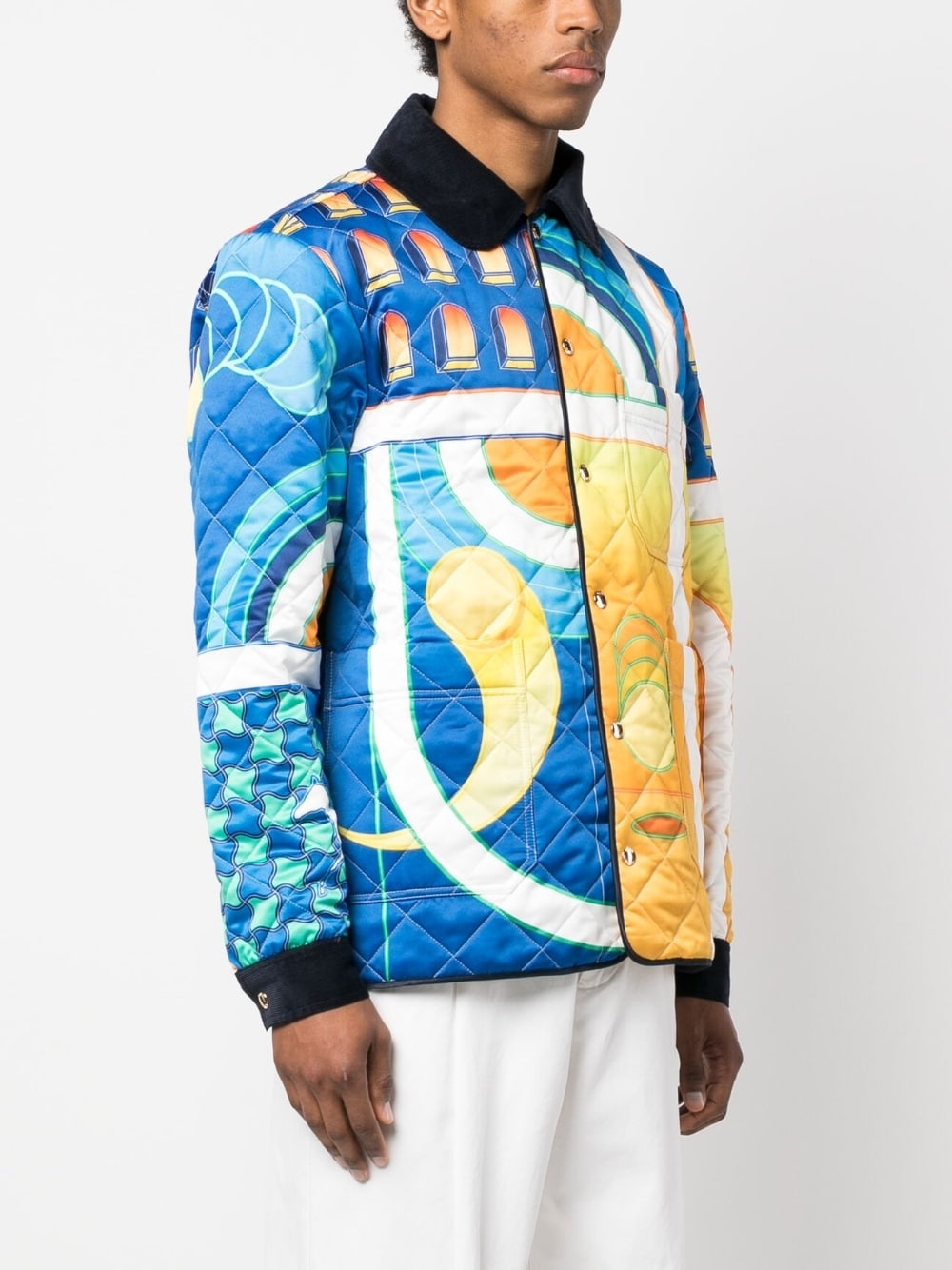 Paysage-print quilted jacket - 4