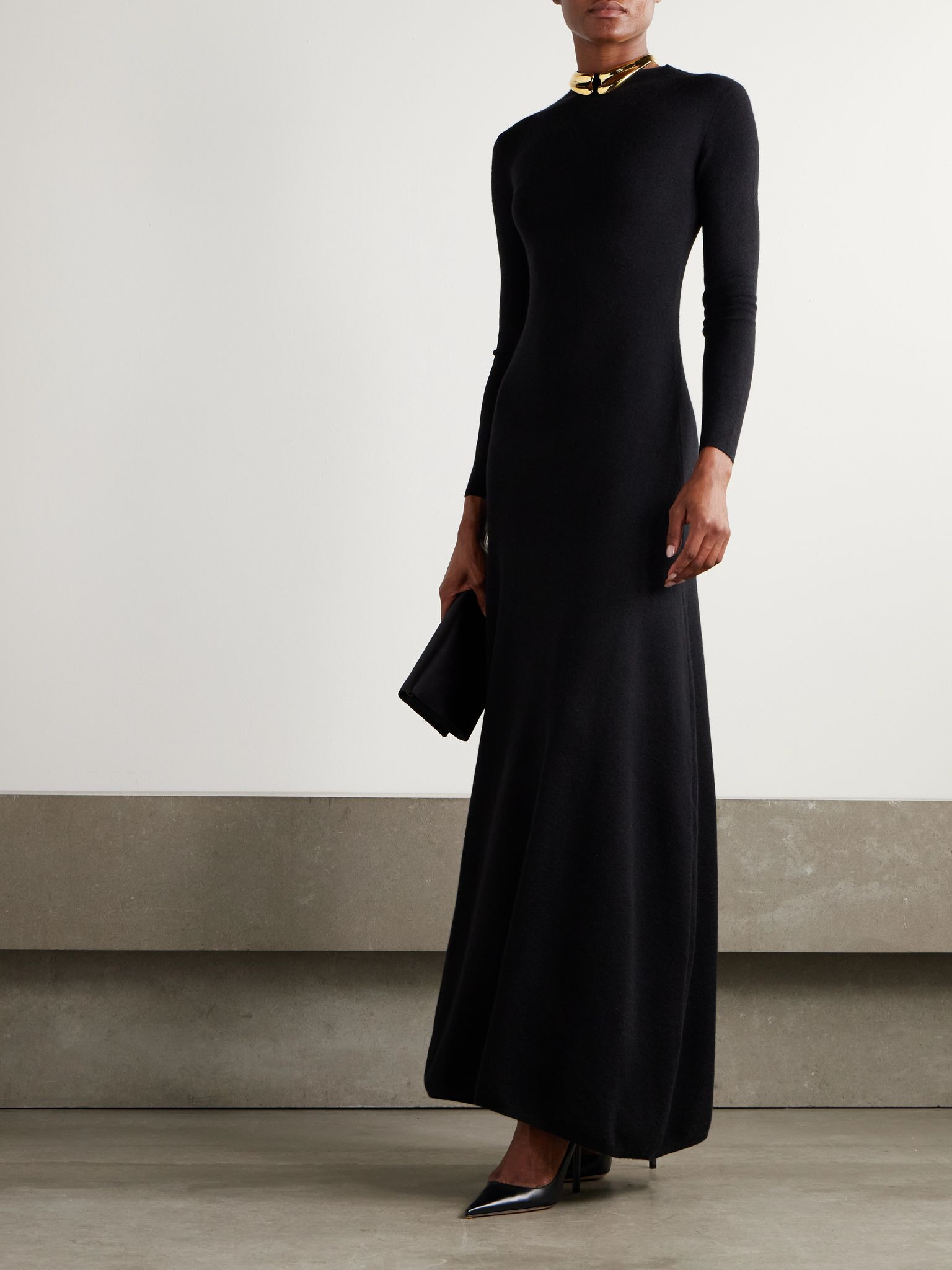 Cashmere-blend turtleneck maxi dress Black - 2