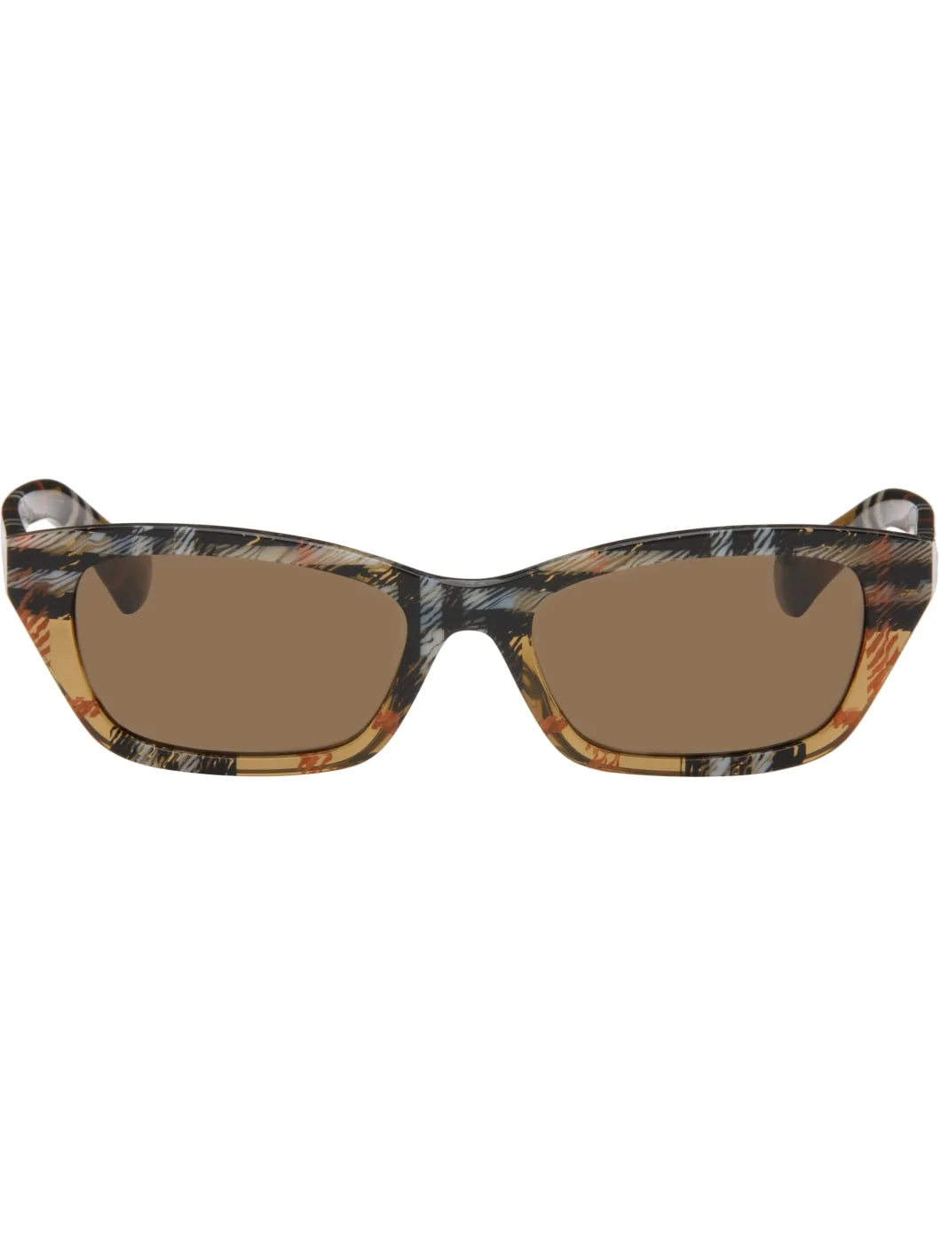 Brown Check Rectangle Sunglasses - 1
