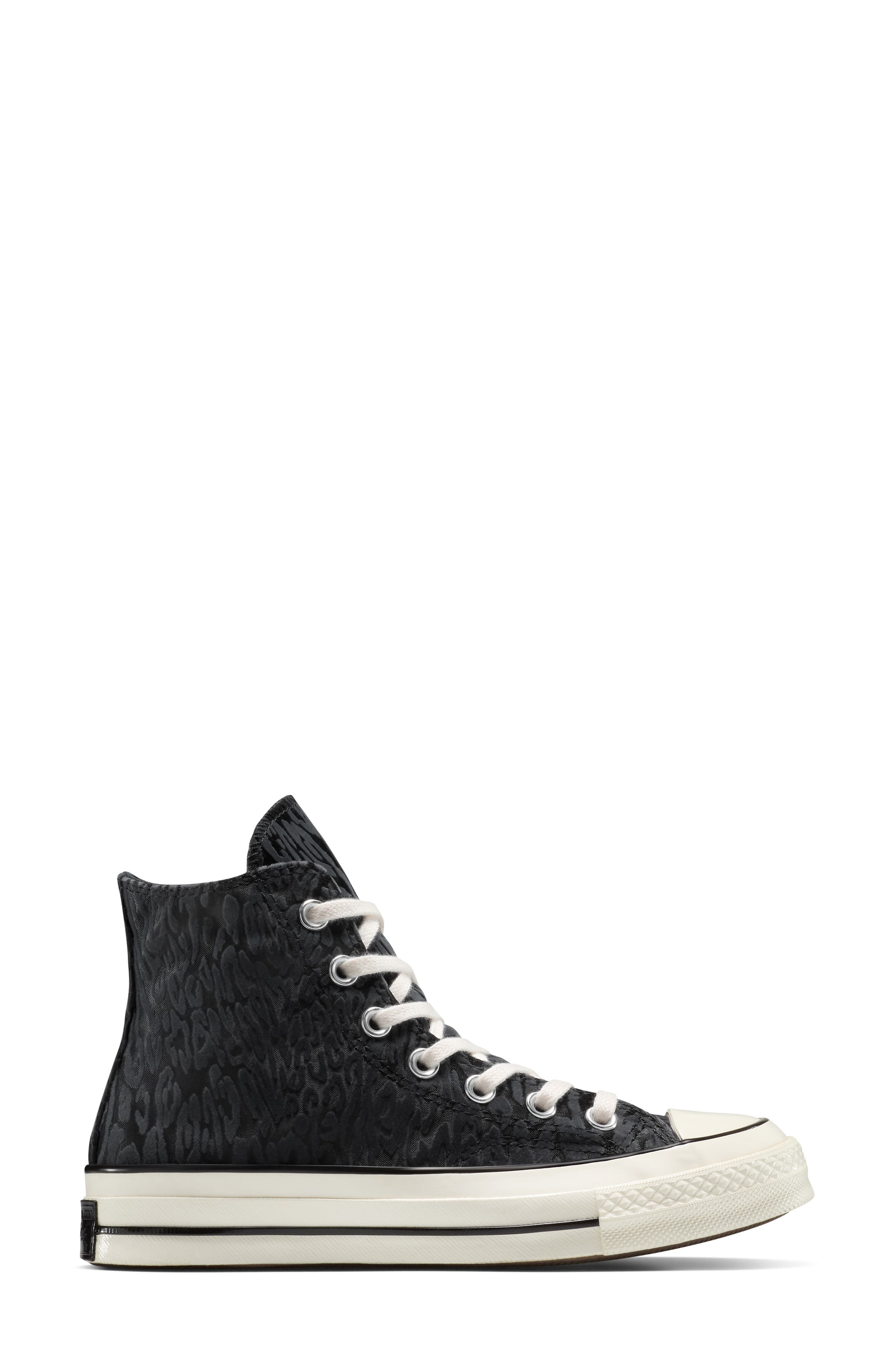 Converse Gender Inclusive Chuck 70 Leopard Flocked Satin Low Top Sneaker in Black/Egret/Total Eclips - 2