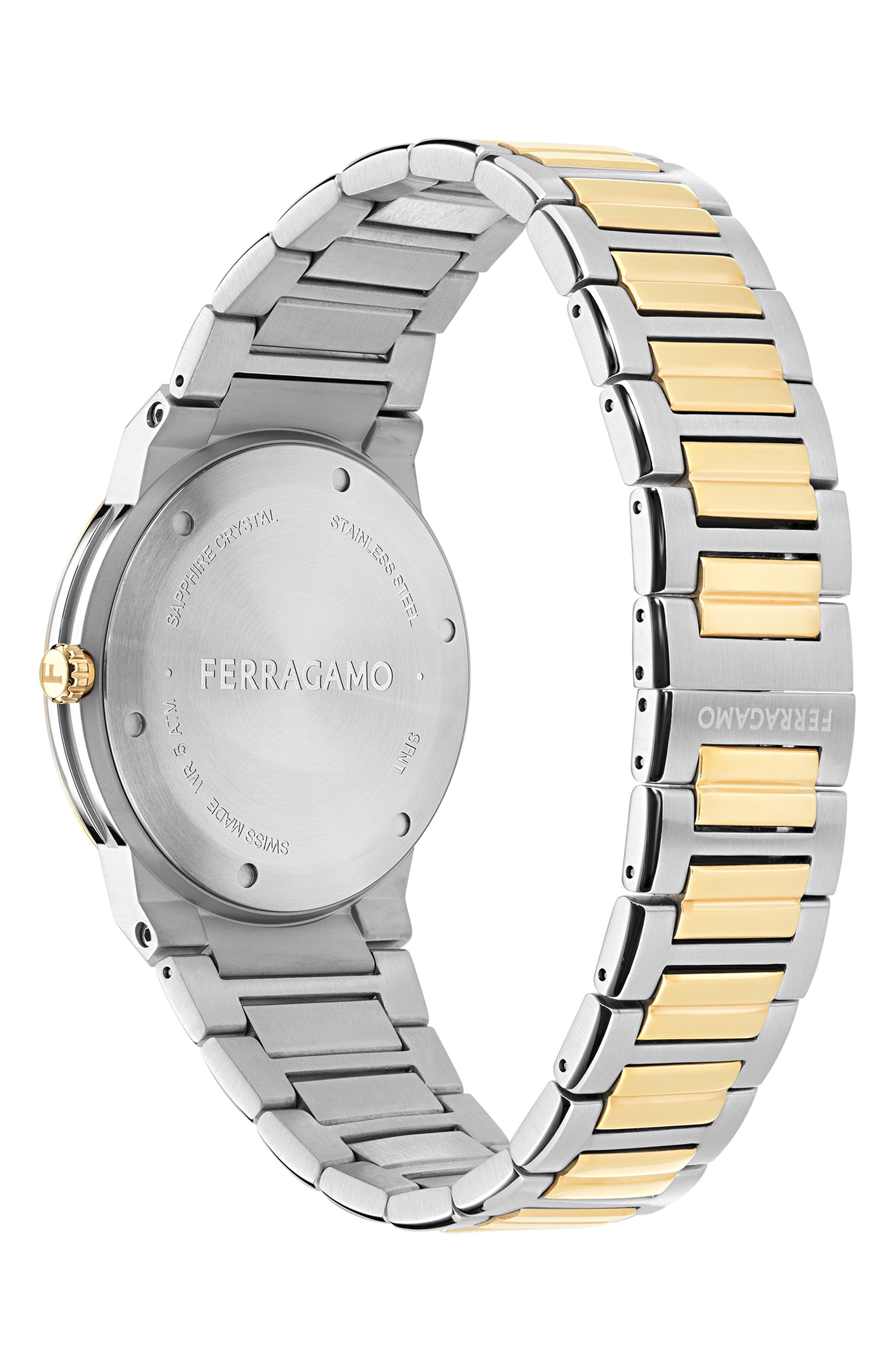 FERRAGAMO Logo Two-Tone Bracelet Watch, 41mm in Two Tone at Nordstrom - 3