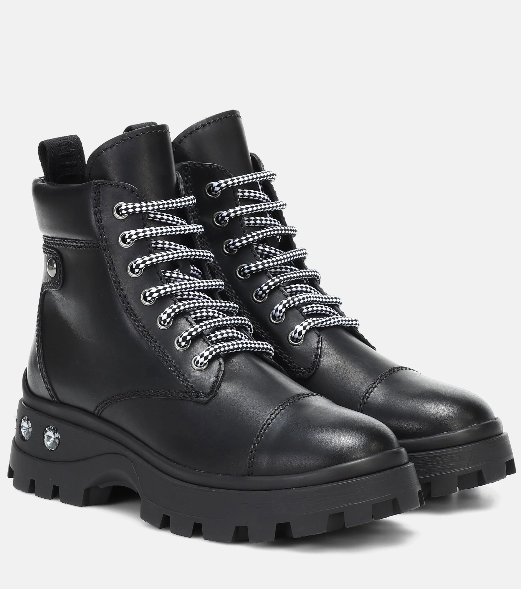 Embellished leather ankle boots - 1