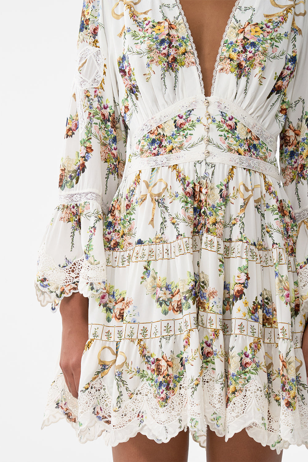 TIERED DRESS WITH RUFFLE FRILL SLEEVES - 6