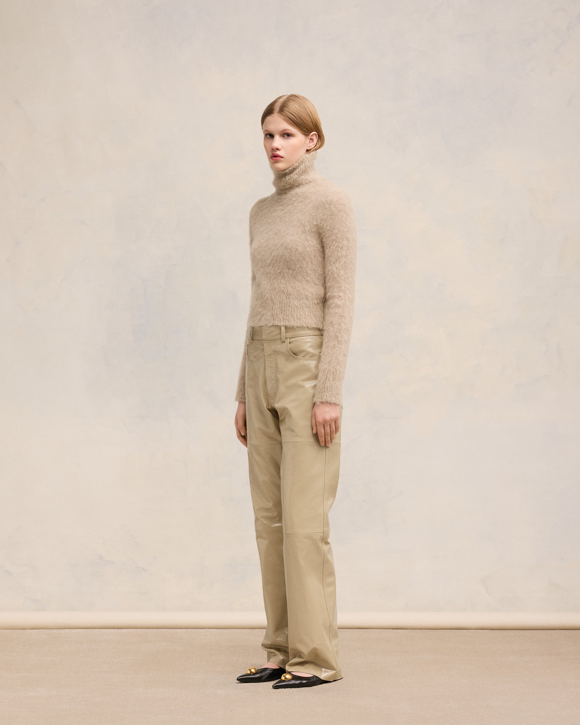 LEATHER STRAIGHT FIT TROUSERS - 6