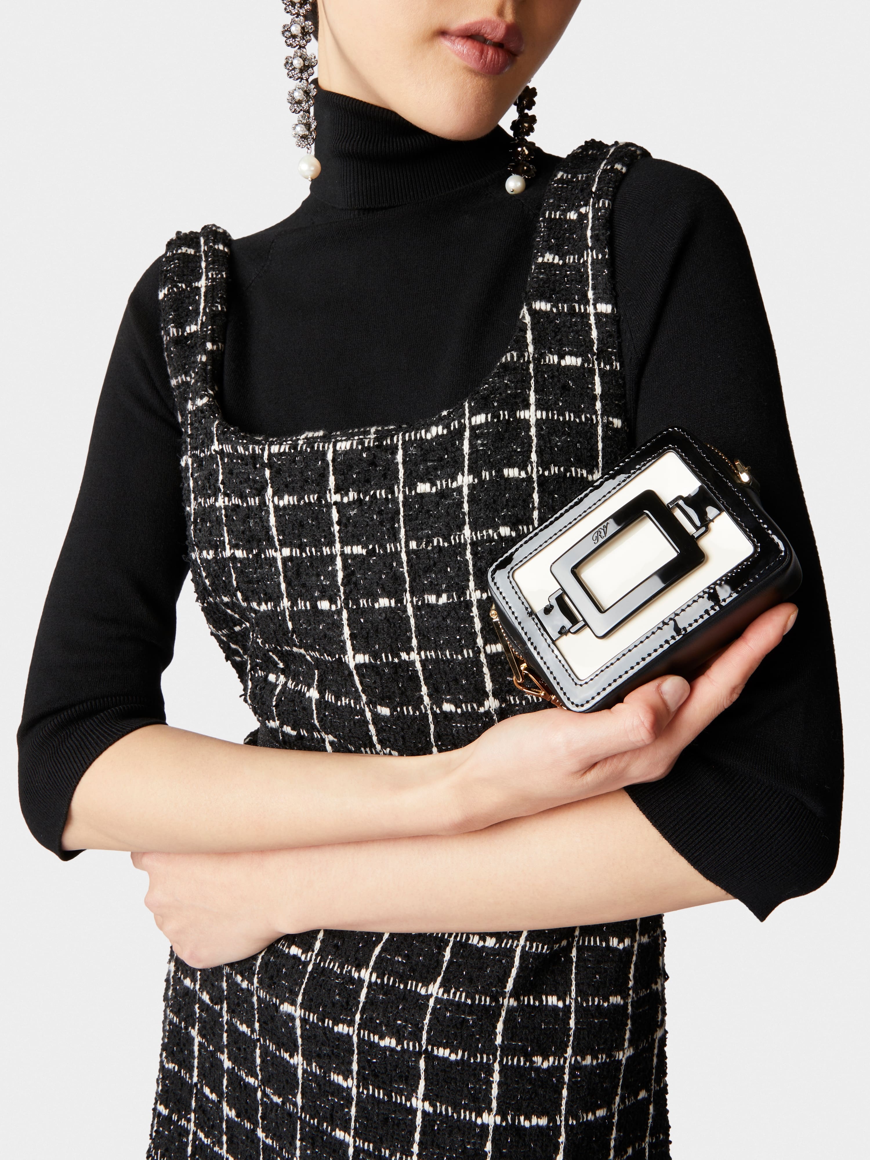 Belle Vivier Cube Charm Lacquered Buckle Micro Bag in Patent Leather - 6
