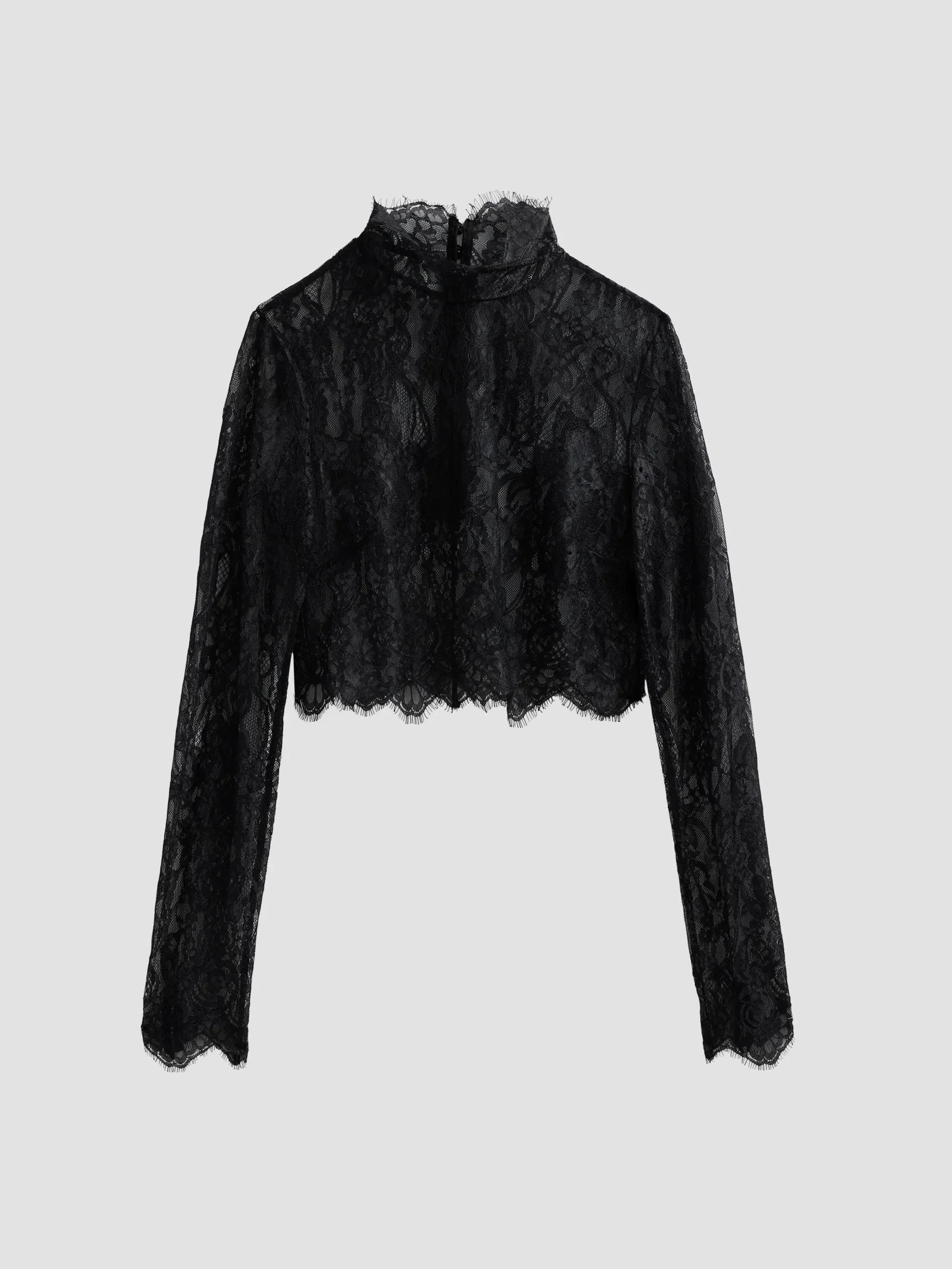 Women's Henriette Lace Long-Sleeve Top - Black - 1