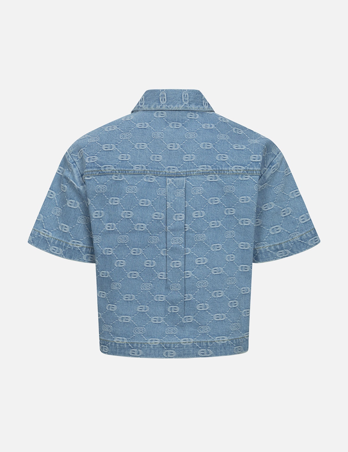 ALLOVER LOGO JACQUARD AND RHINESTONE SEAGULL FASHION FIT DENIM SHIRT - 2