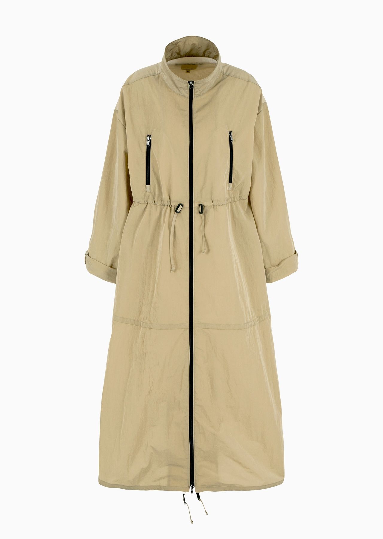 Emporio Armani Sustainability Values Capsule Collection recycled crinkle nylon full-zip trench coat - 1