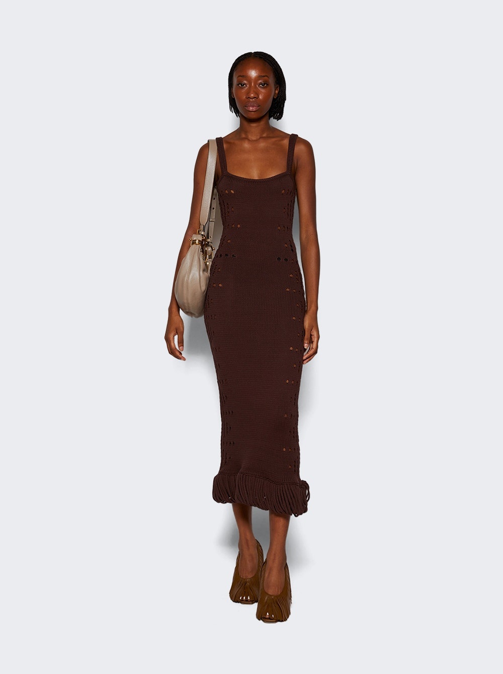 Moore Fringed Cut-out Dress Coffee - 2