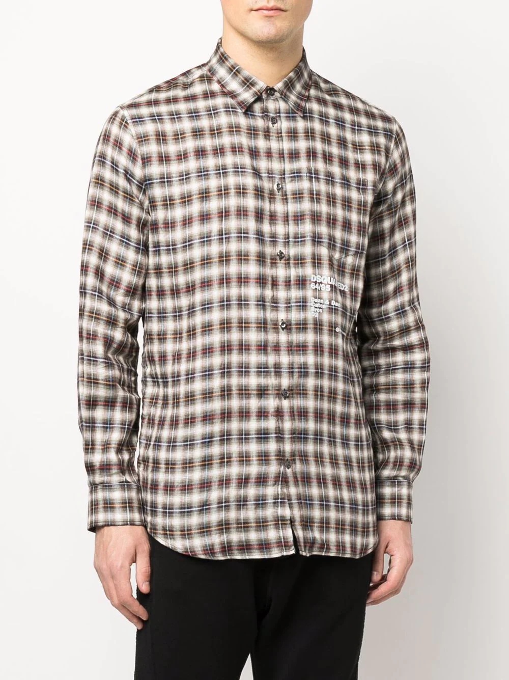 logo-print checked shirt - 3