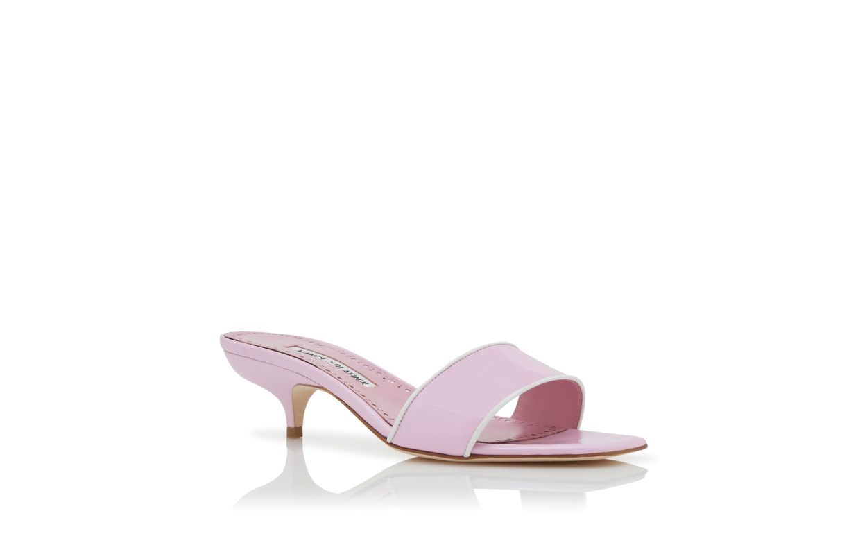 Light Purple Patent Leather Open Toe Mules - 3