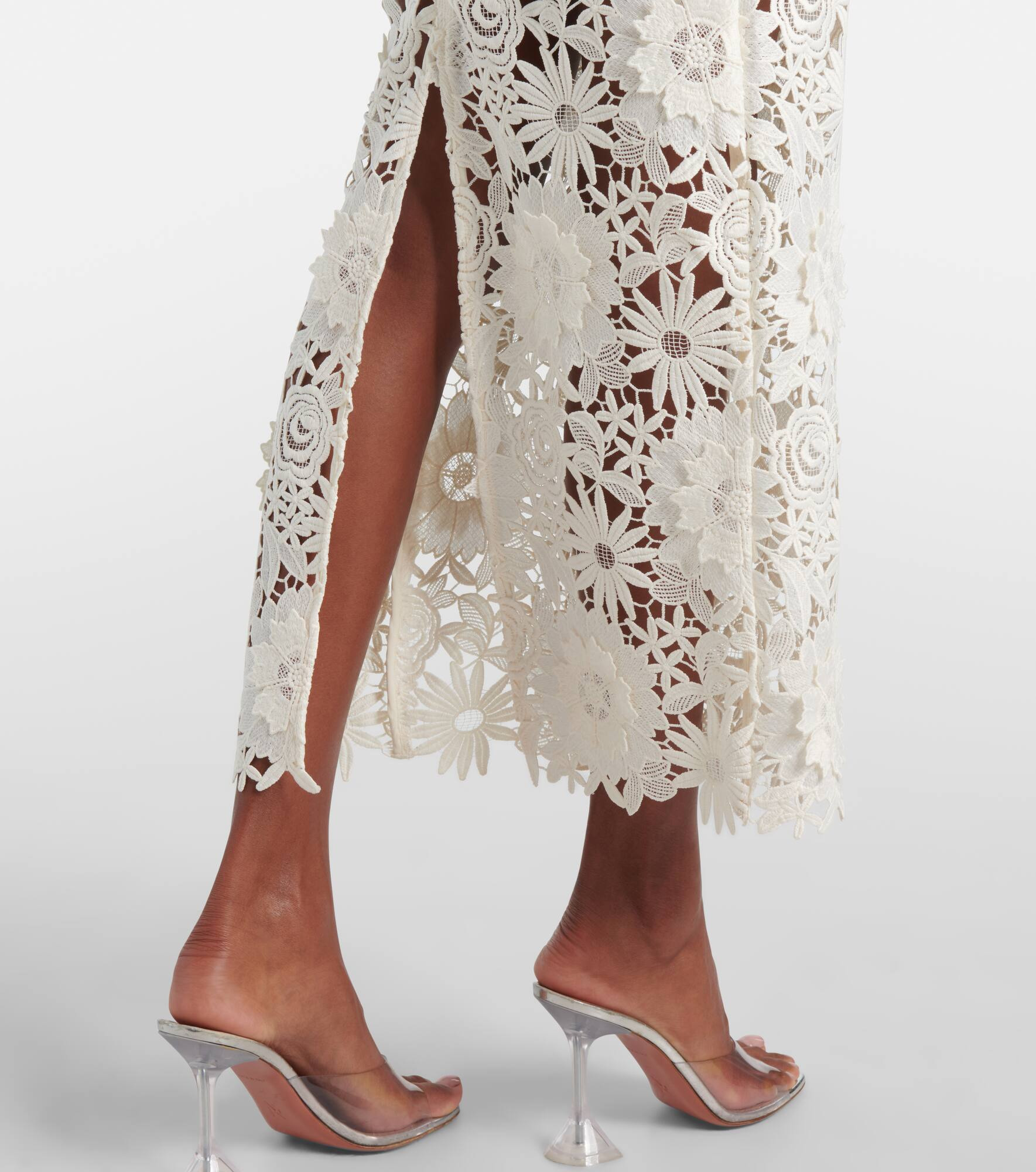 Bridal strapless lace midi dress - 5