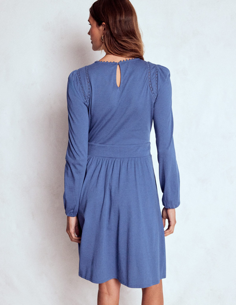 Mila Short Jersey Dress-Denim Blue 4