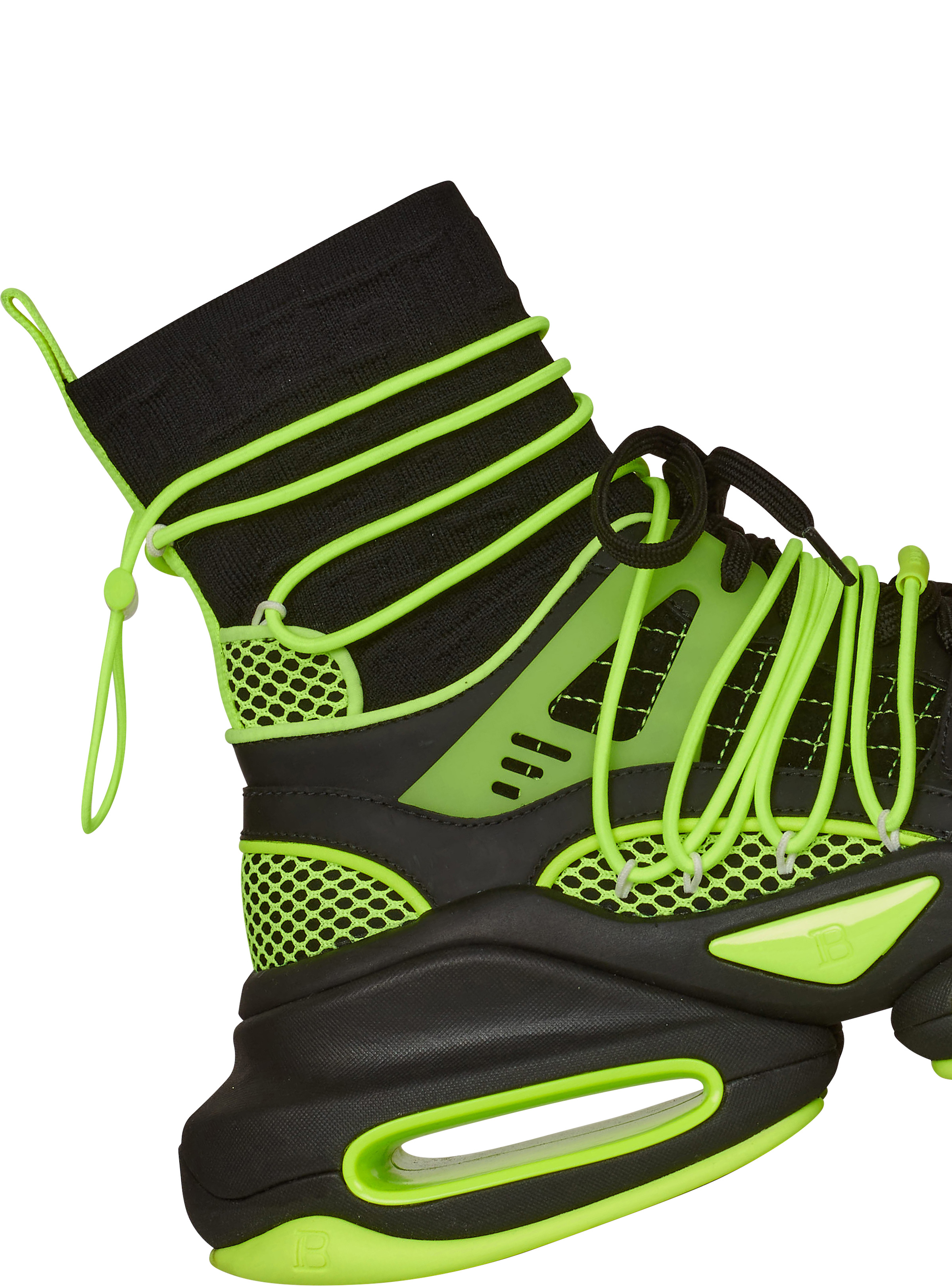 Bicolor knit and mesh B-Bold high-top sneakers - 7