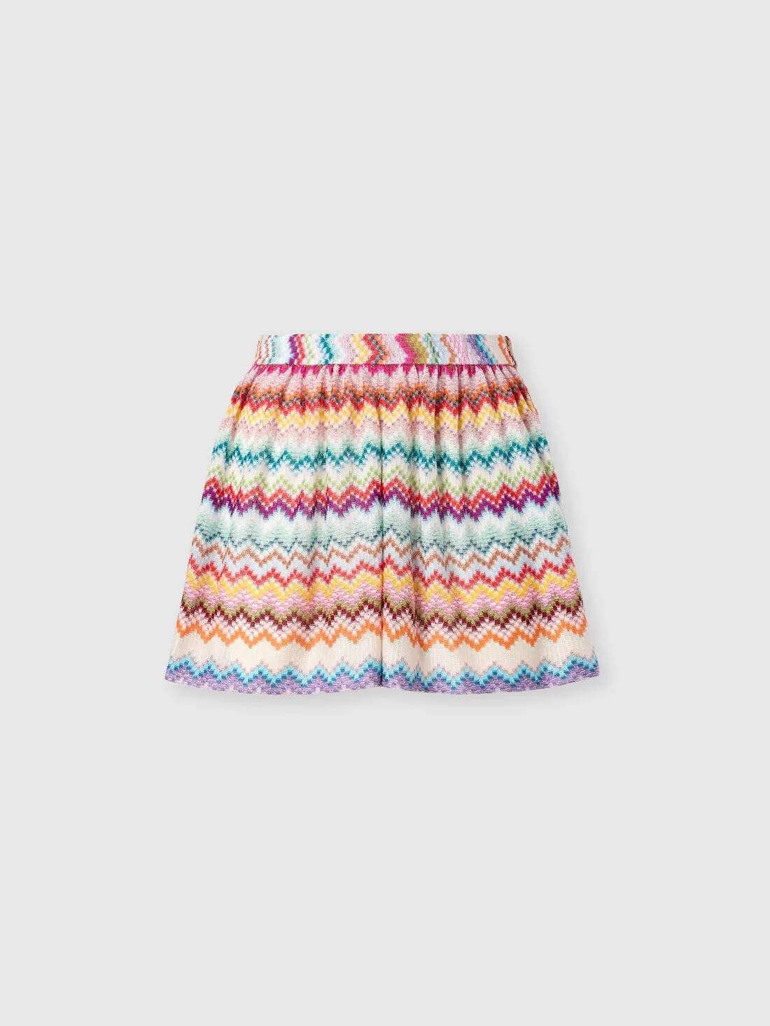 Viscose Lamé Shorts with Pixelated Zigzag Motif - 1