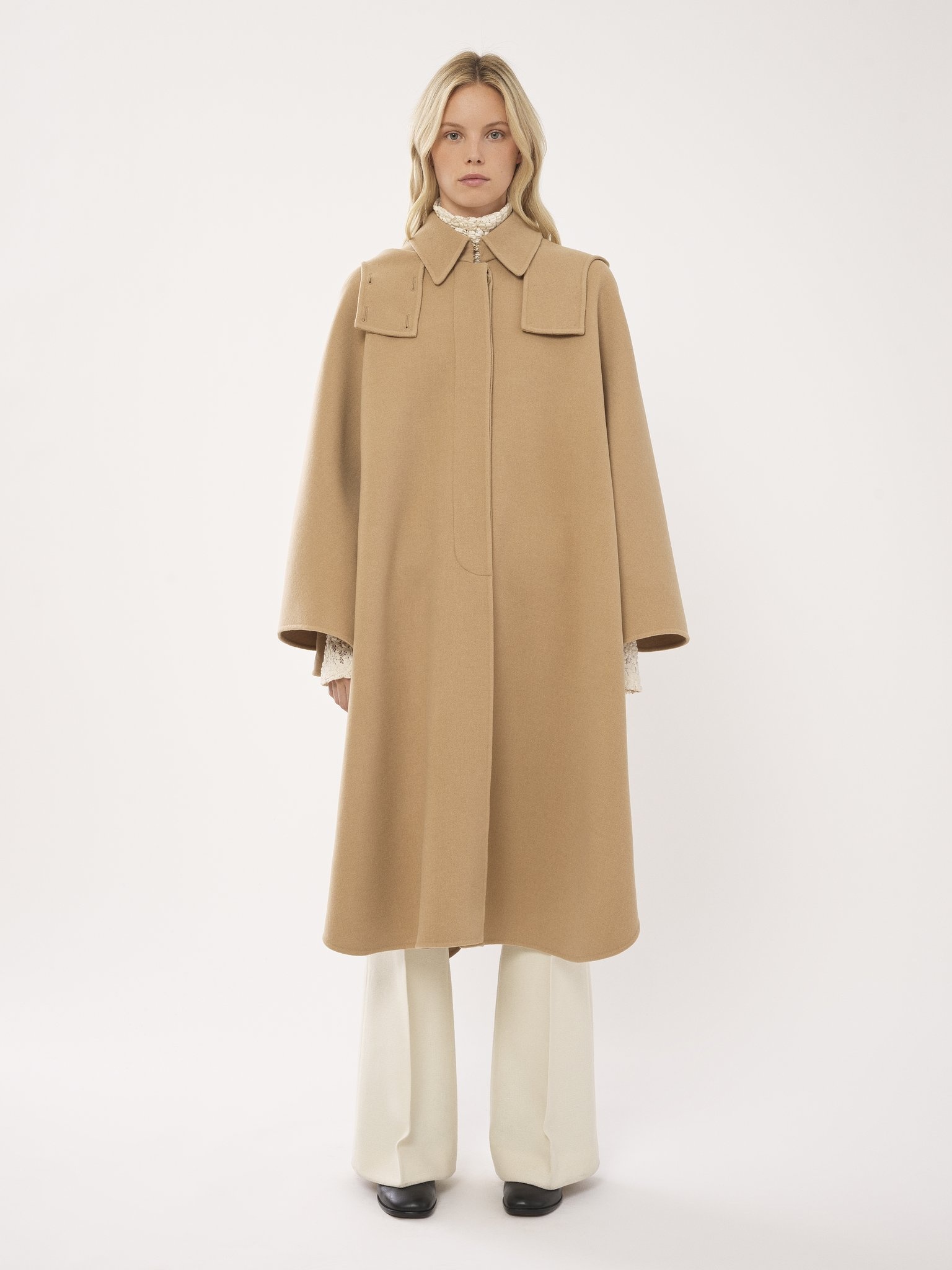 HOODED CAPE COAT - 3