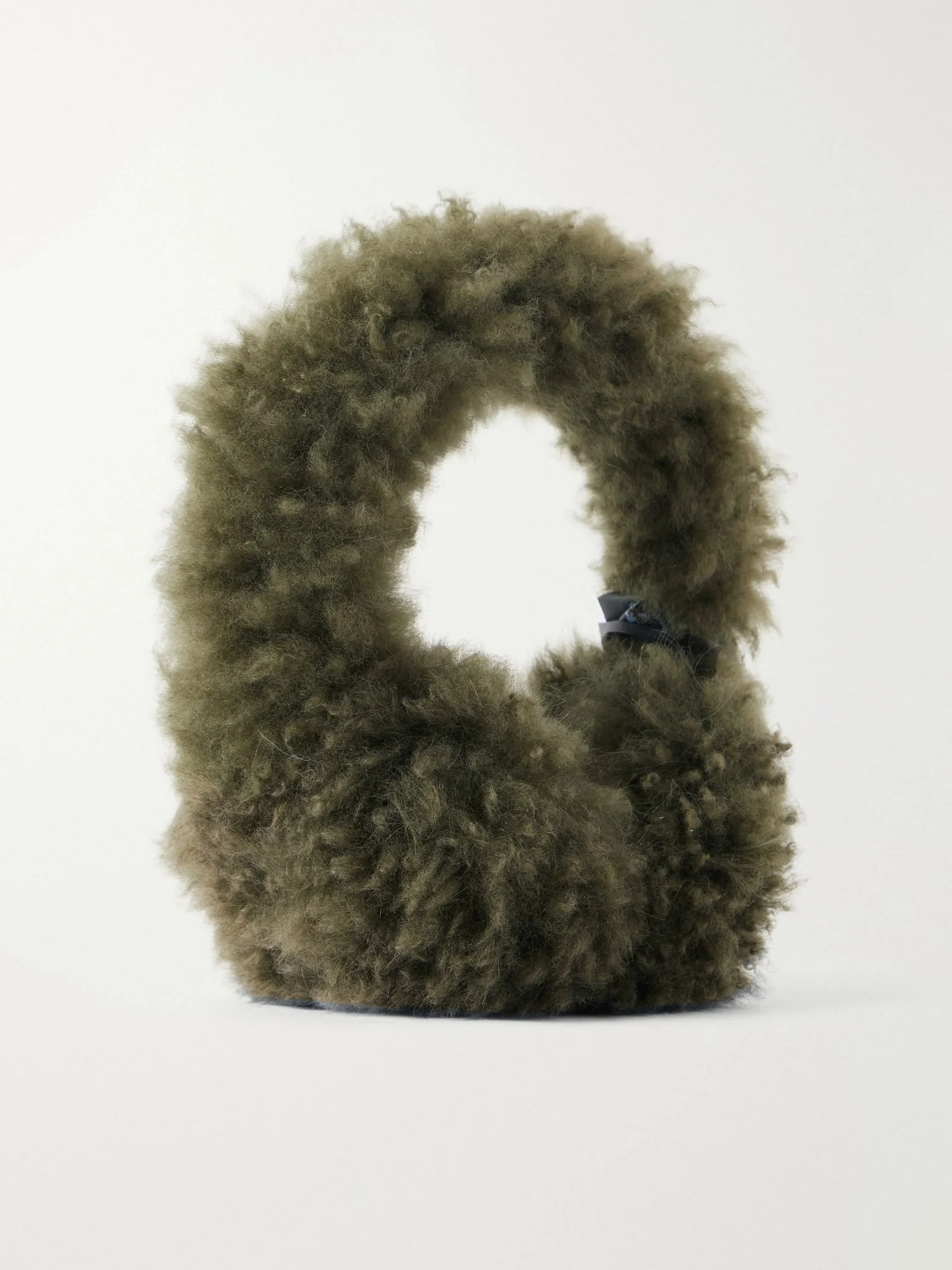 Wool-trimmed shearling earmuffs Army green - 1