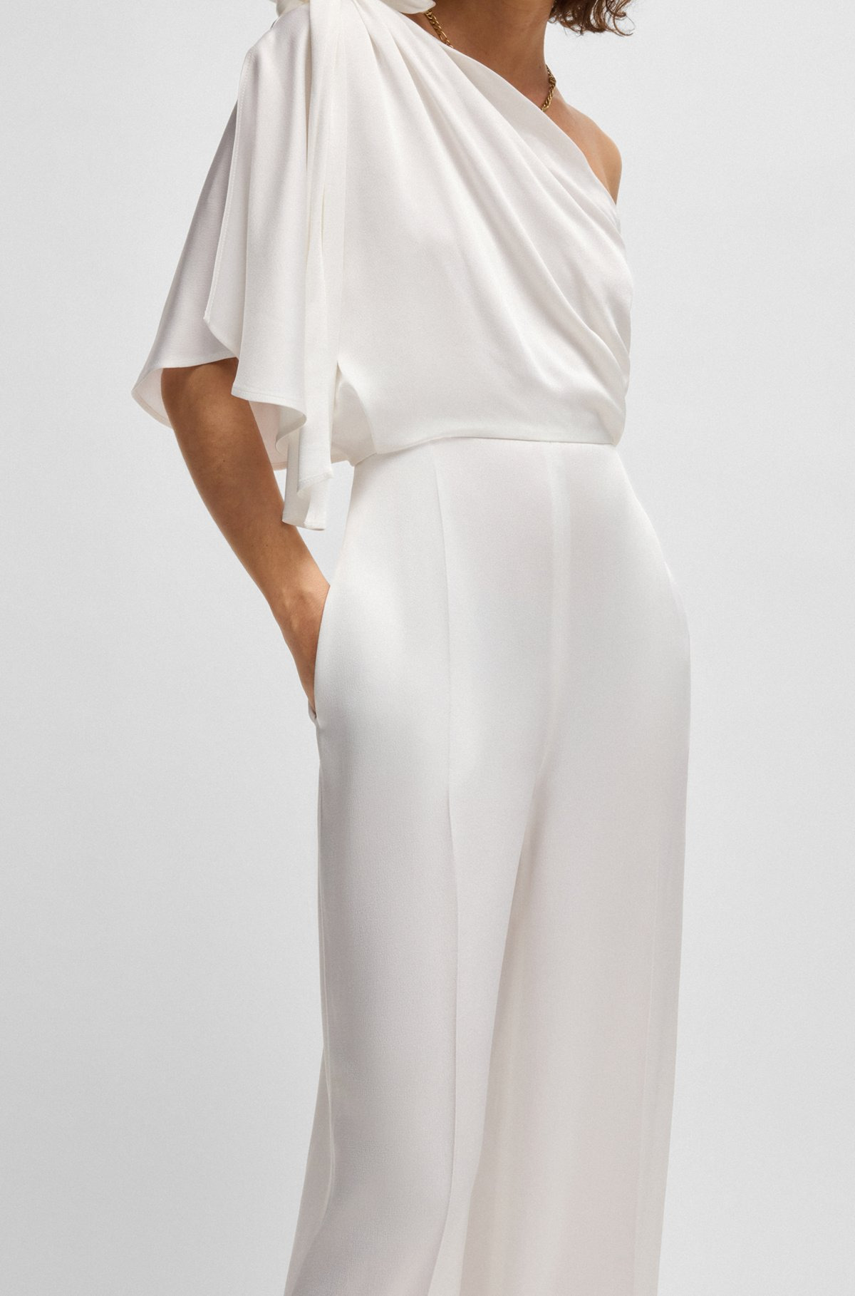 ONE-SHOULDER JUMPSUIT WITH TIE NECKLINE - 6