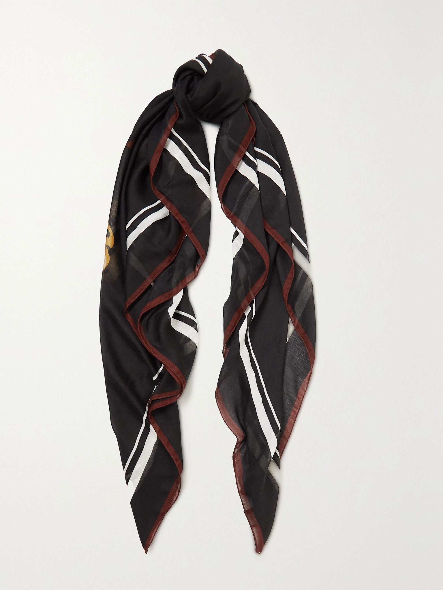 Printed modal and cashmere-blend scarf Black - 1