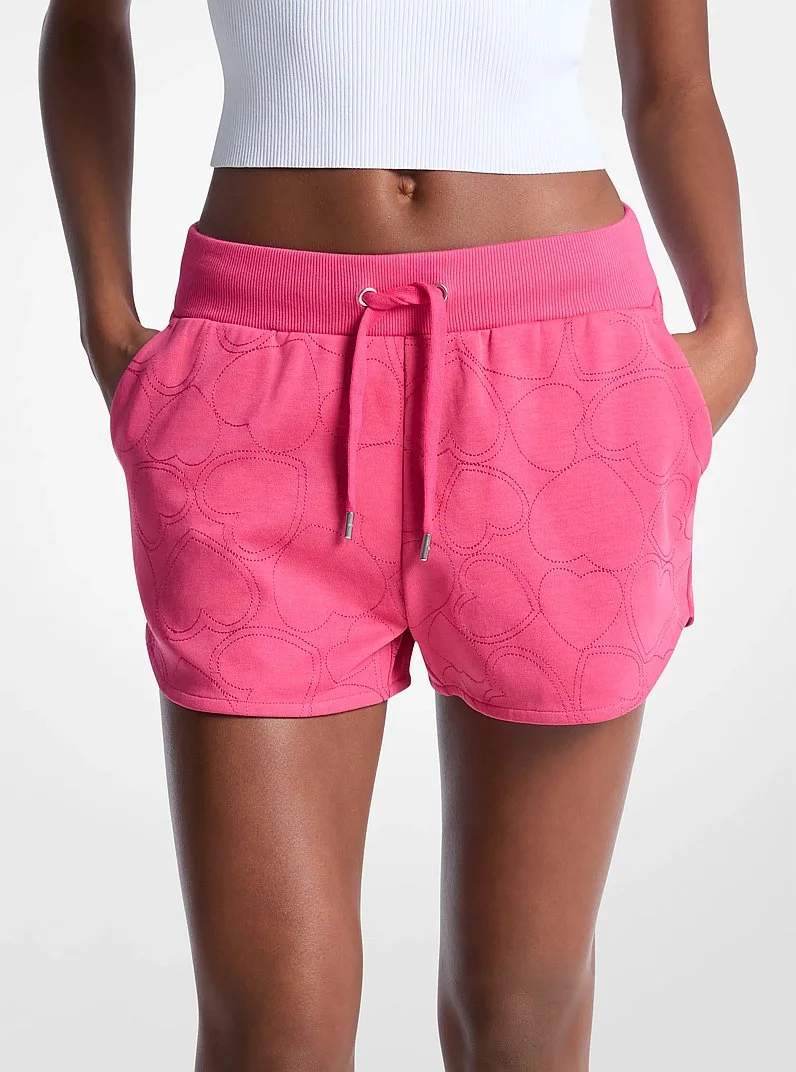 Heart Embroidered Cotton Blend Shorts - 1