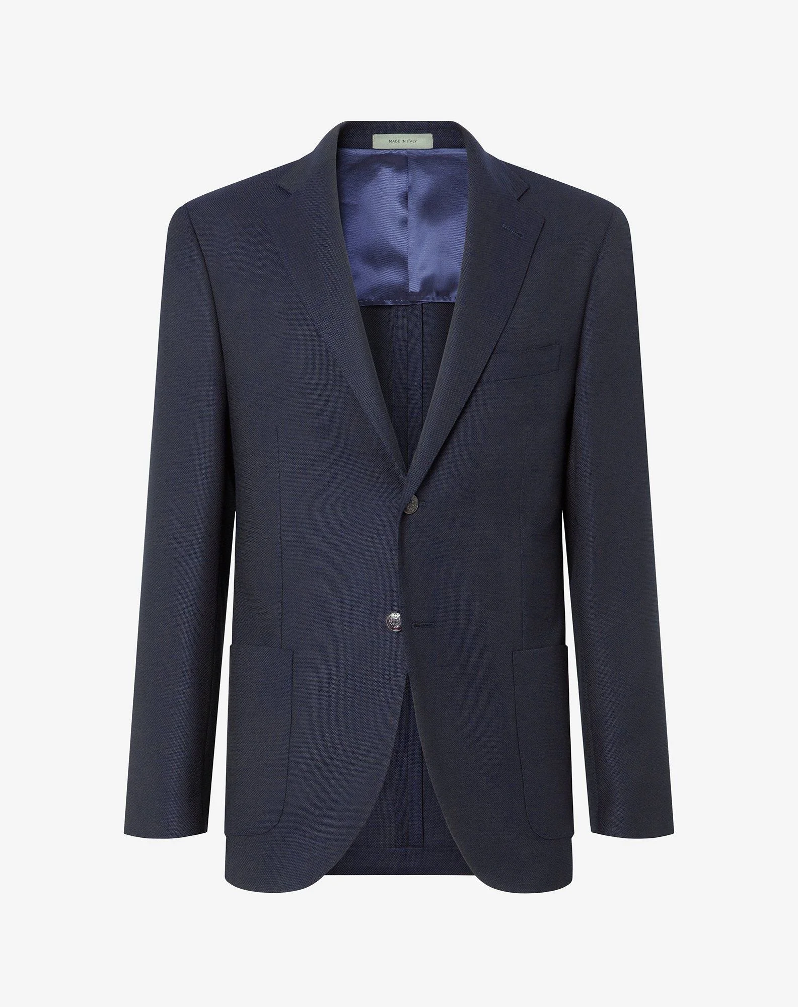 China blue single-breasted pure wool hopsack jacket - 1