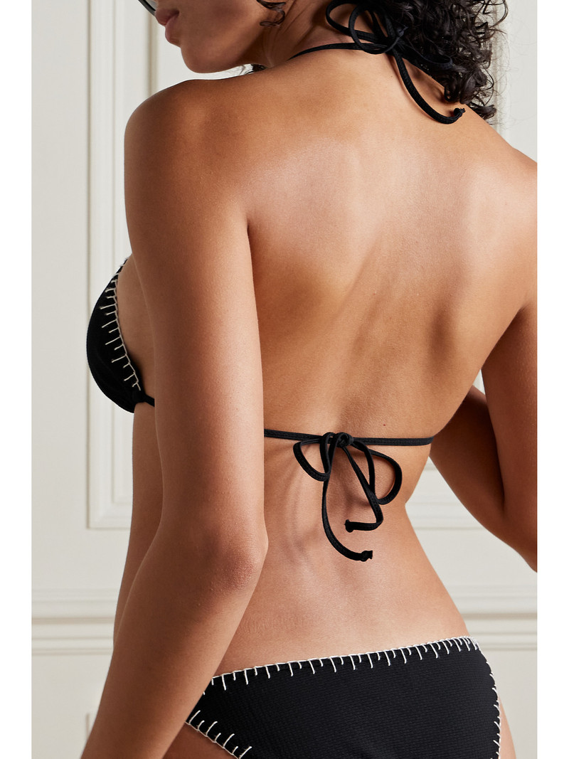 MARYSIA Sole Embroidered Seersucker Triangle Halterneck Bikini Top outlook