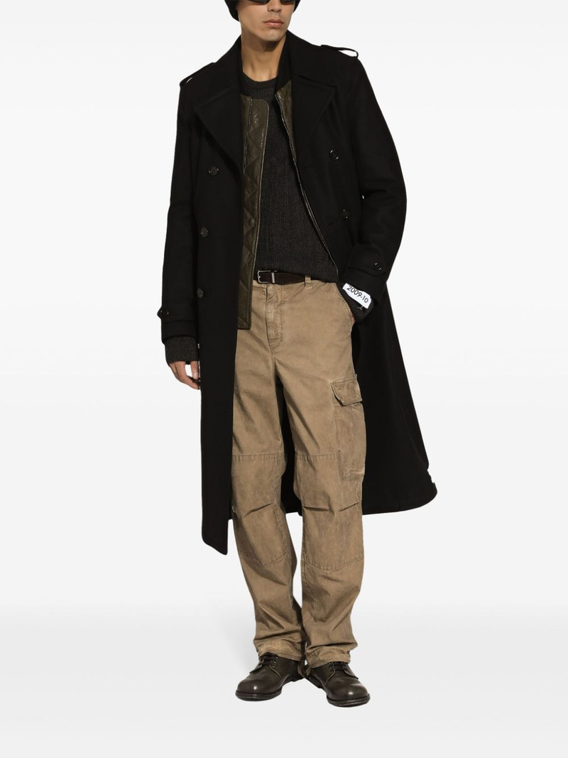 Dolce & Gabbana double-breasted logo-patch coat outlook