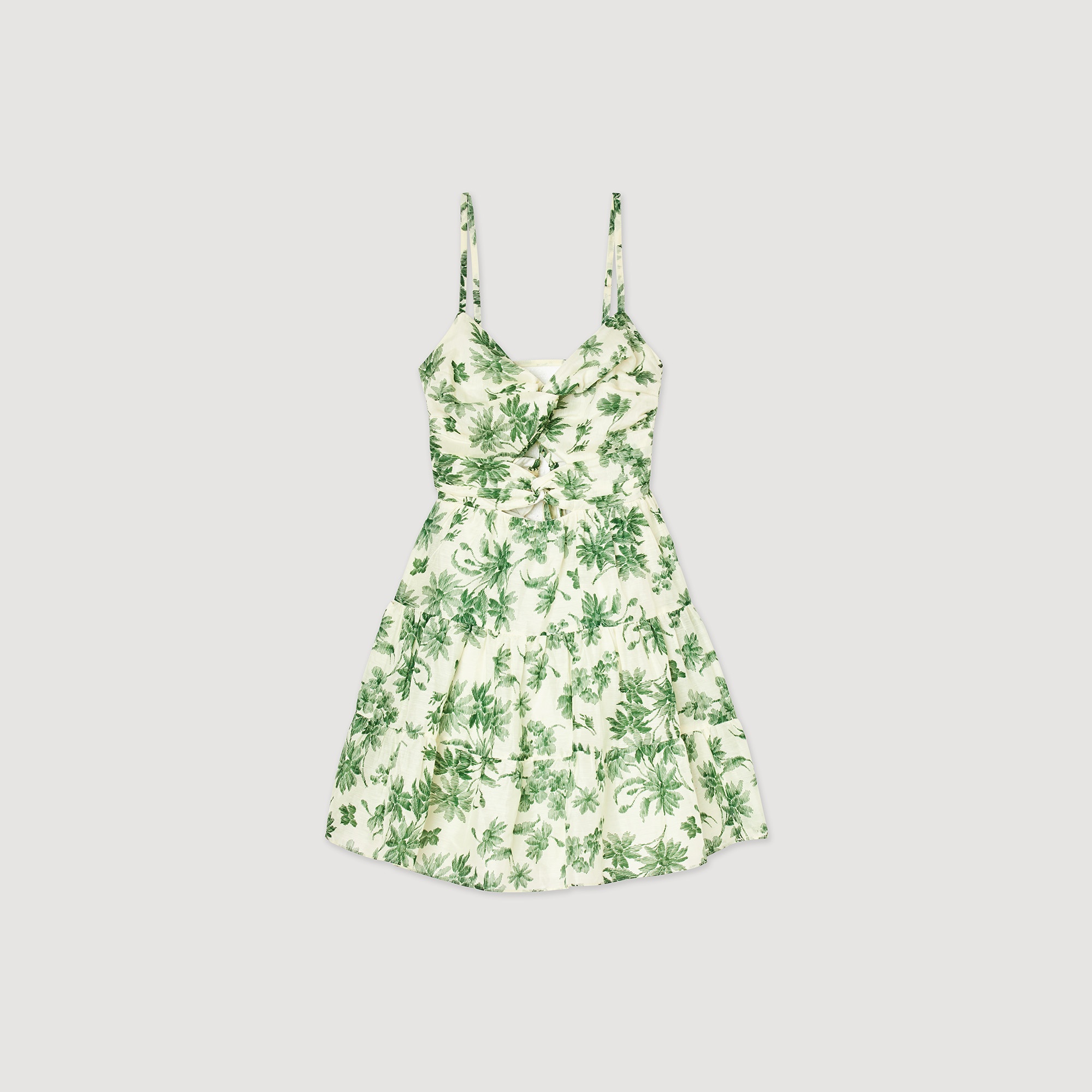 Short dress with palm tree print - 1