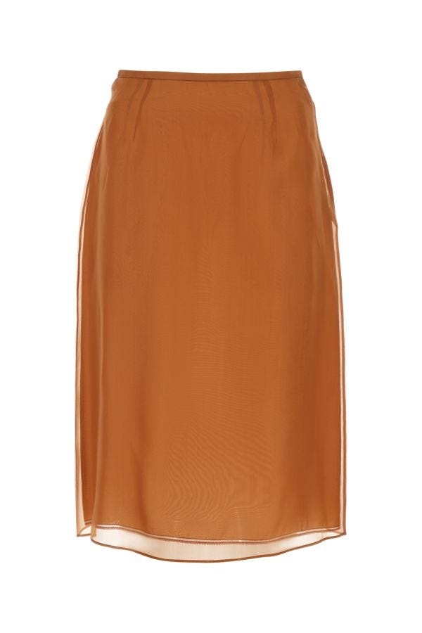 Prada Woman Copper Organza See-Through Skirt - 1