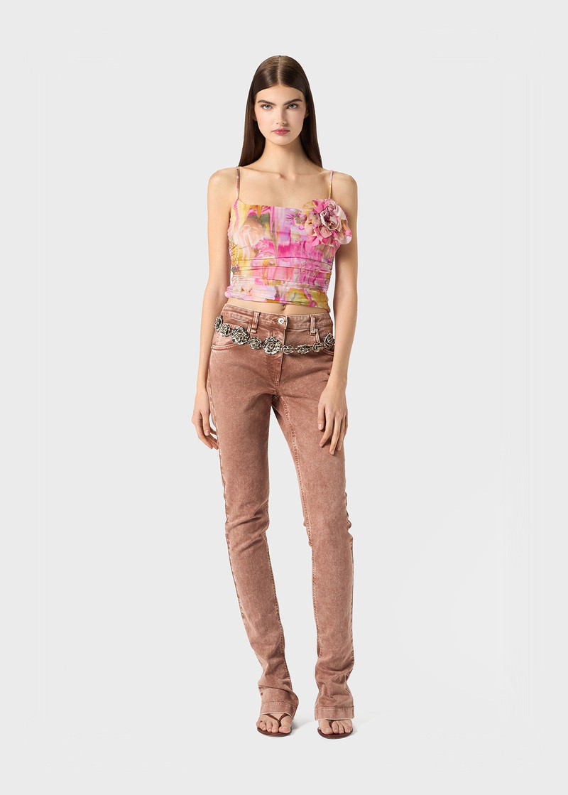 Blumarine TOP IN PRINTED JERSEY WITH 3D FLOWER DECORATION outlook