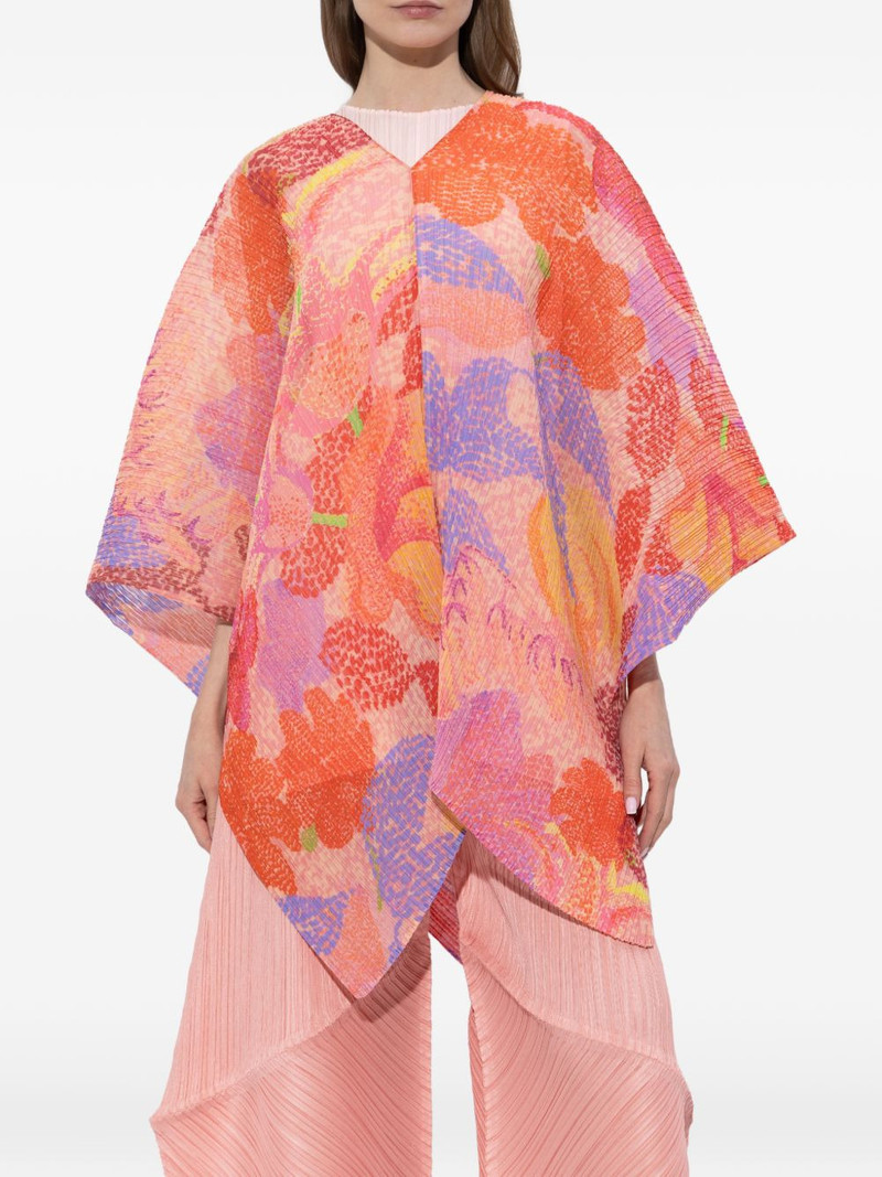 pleated floral print poncho 3