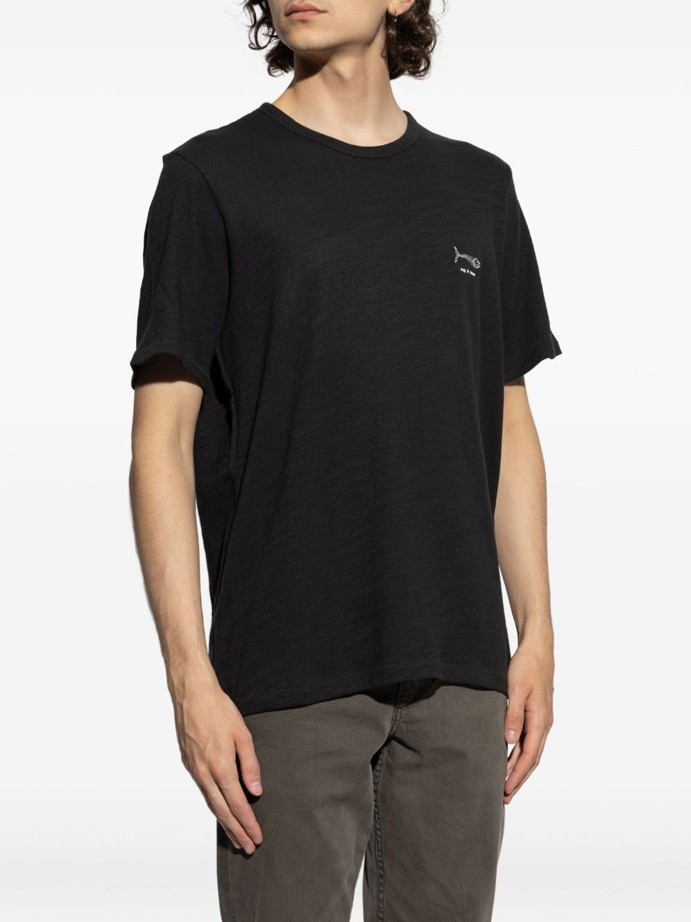 fish-embroidered cotton T-shirt - 3