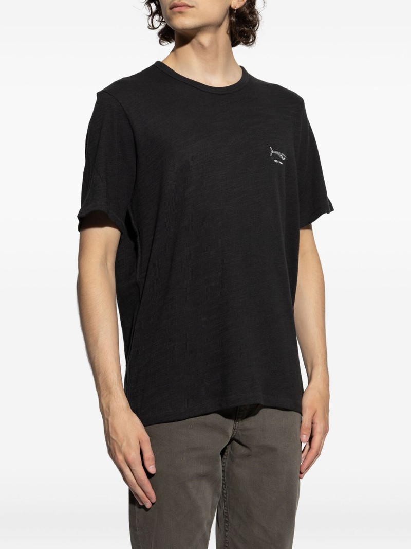 fish-embroidered cotton T-shirt 3