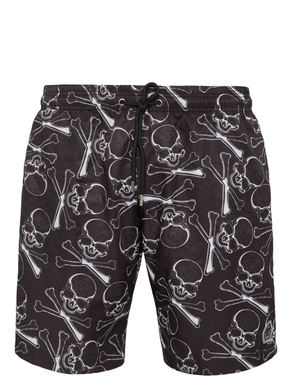 skull-print drawstring swim trunks - 1