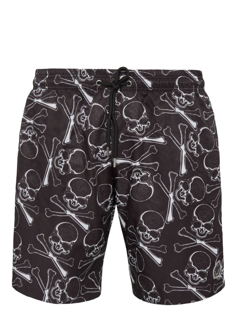 skull-print drawstring 수영 트렁크 1