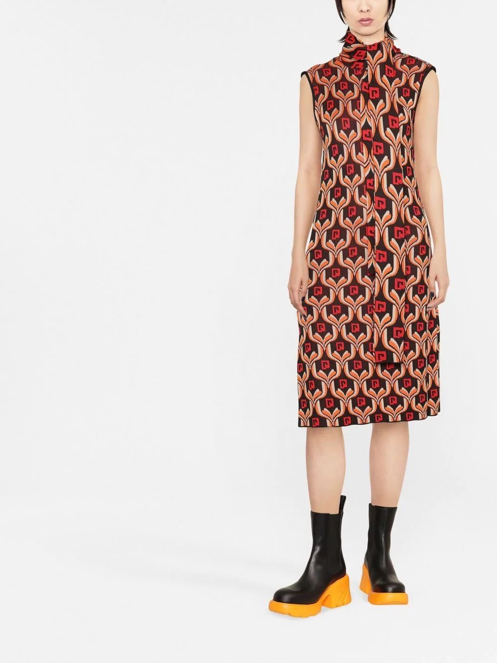 patterned sleeveless midi dress - 2