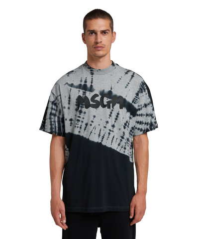 MSGM T-Shirt with new brushstroke logo and tie-dye treatment outlook