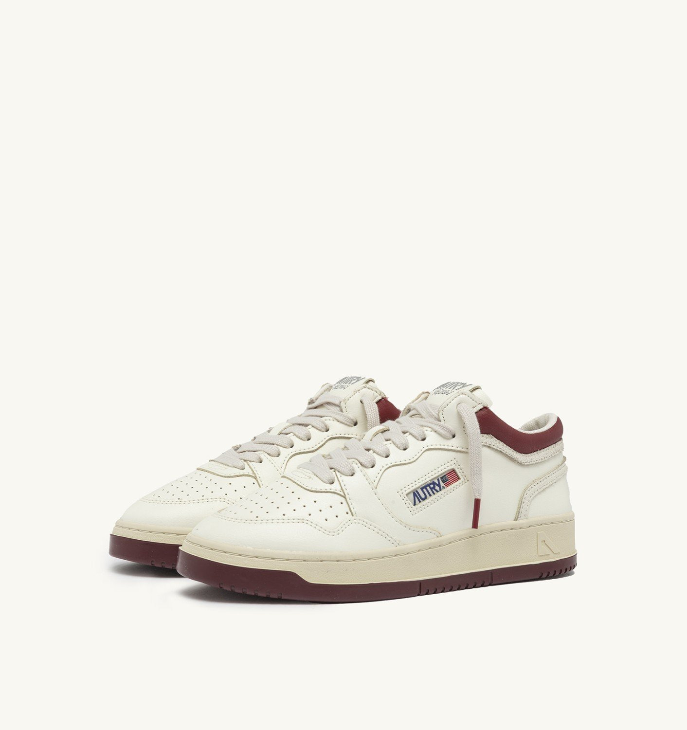 MED-WAY SNEAKERS IN LEATHER COLOR MARSHMALLOW AND SYRAH - 2