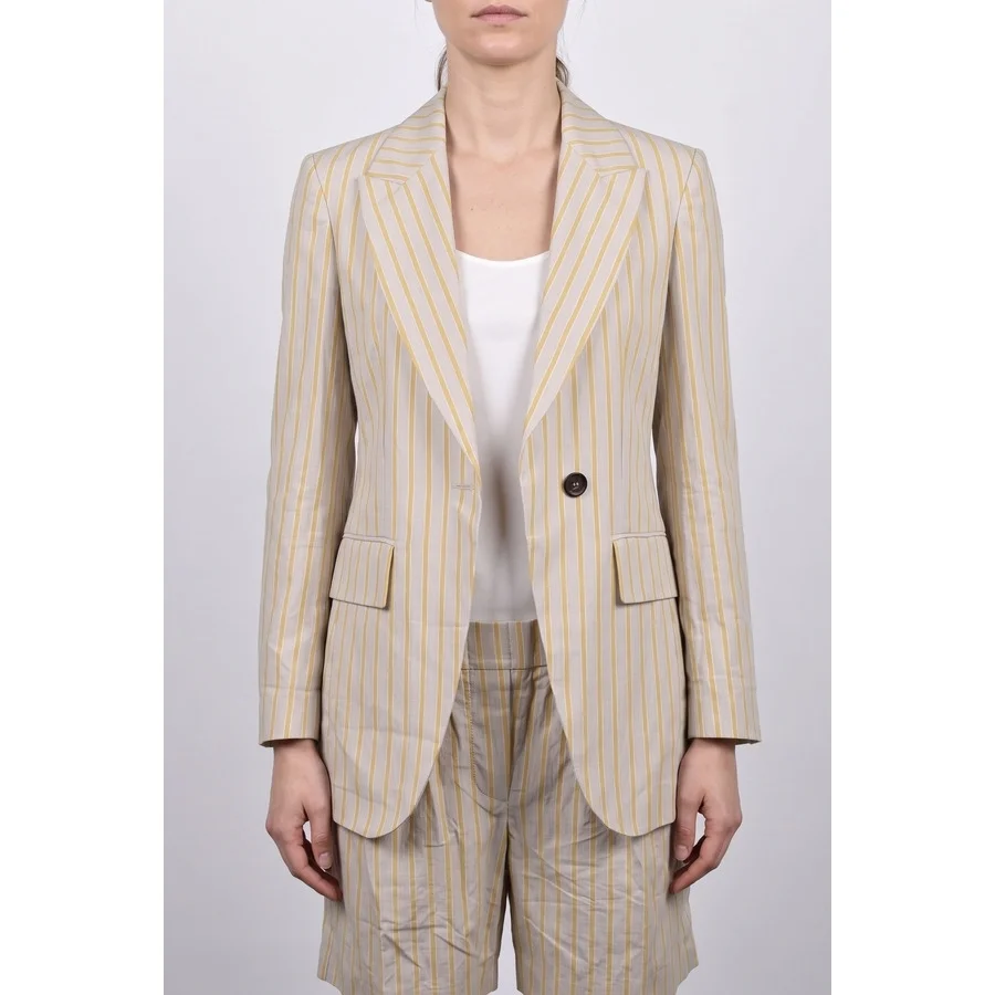 Brunello Cucinelli Beige Striped Linen Suit - 1