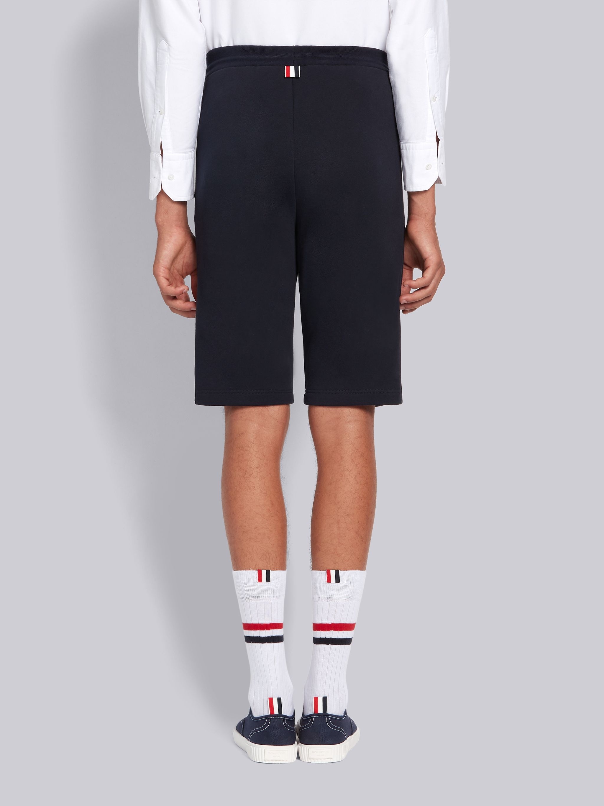 Navy Cotton Loopback Side Stripe Insert Sweat Short - 3