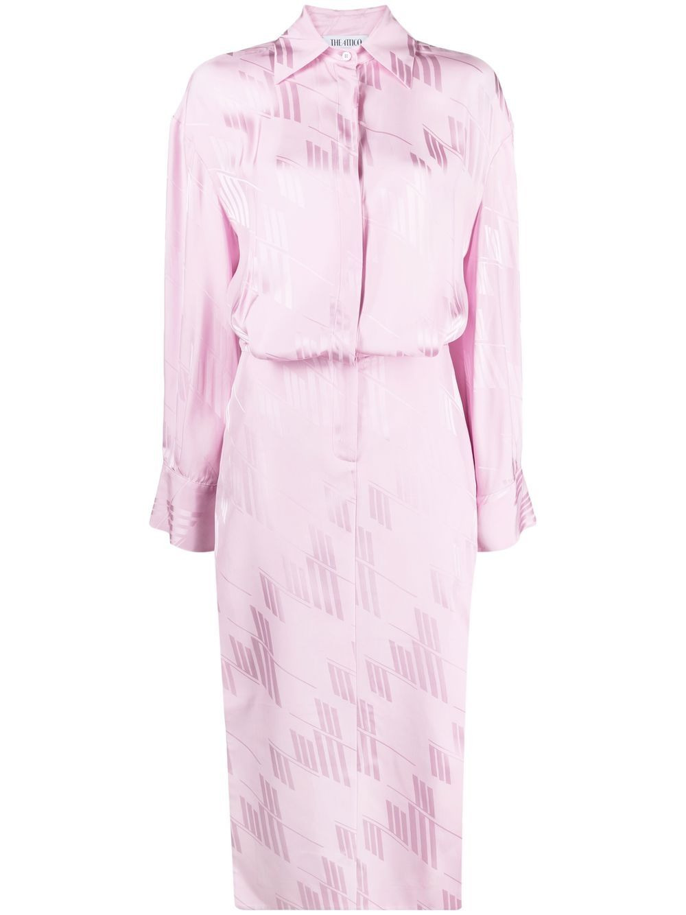 logo-jacquard satin shirt dress - 1