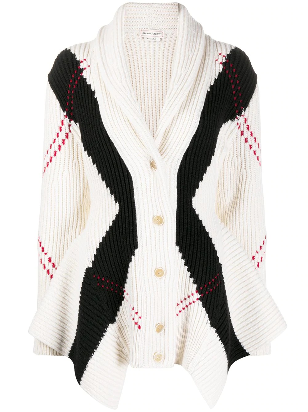 rib-knit peplum cardigan - 1